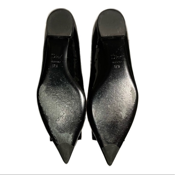 Christian Dior Black Patent Flats w/ Metal Detail (US 7.5) - Picture 2 of 3